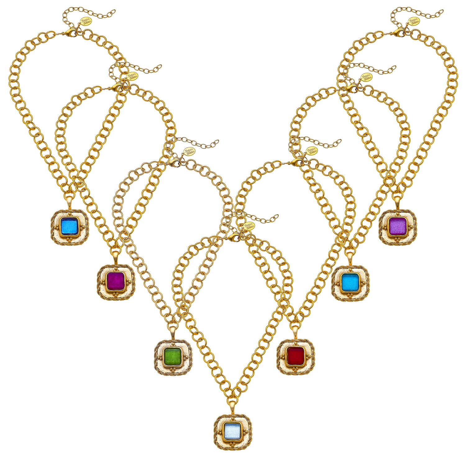 Susan Shaw - Set of 7 French Glass Chain Necklaces