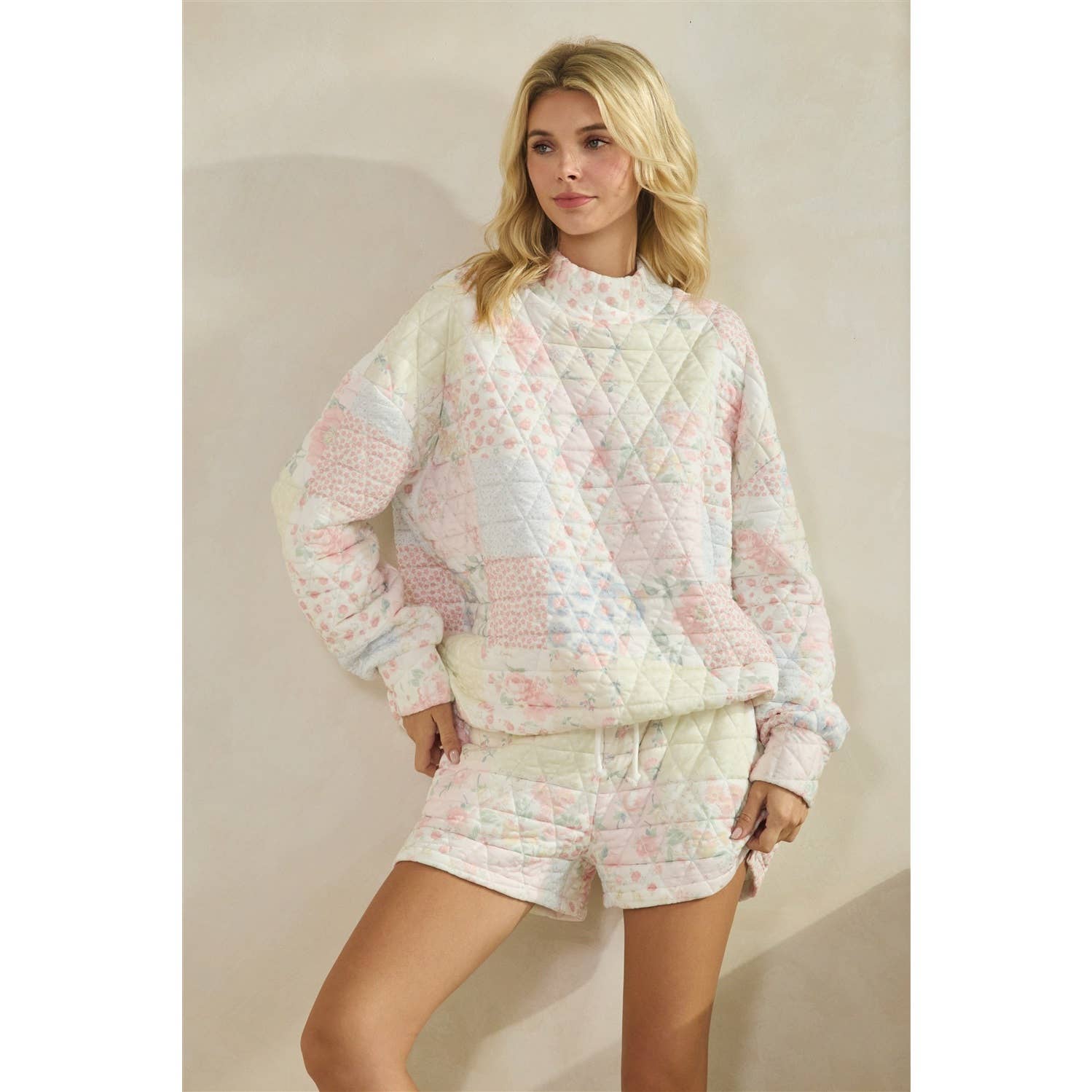 Quilted Floral Shorts