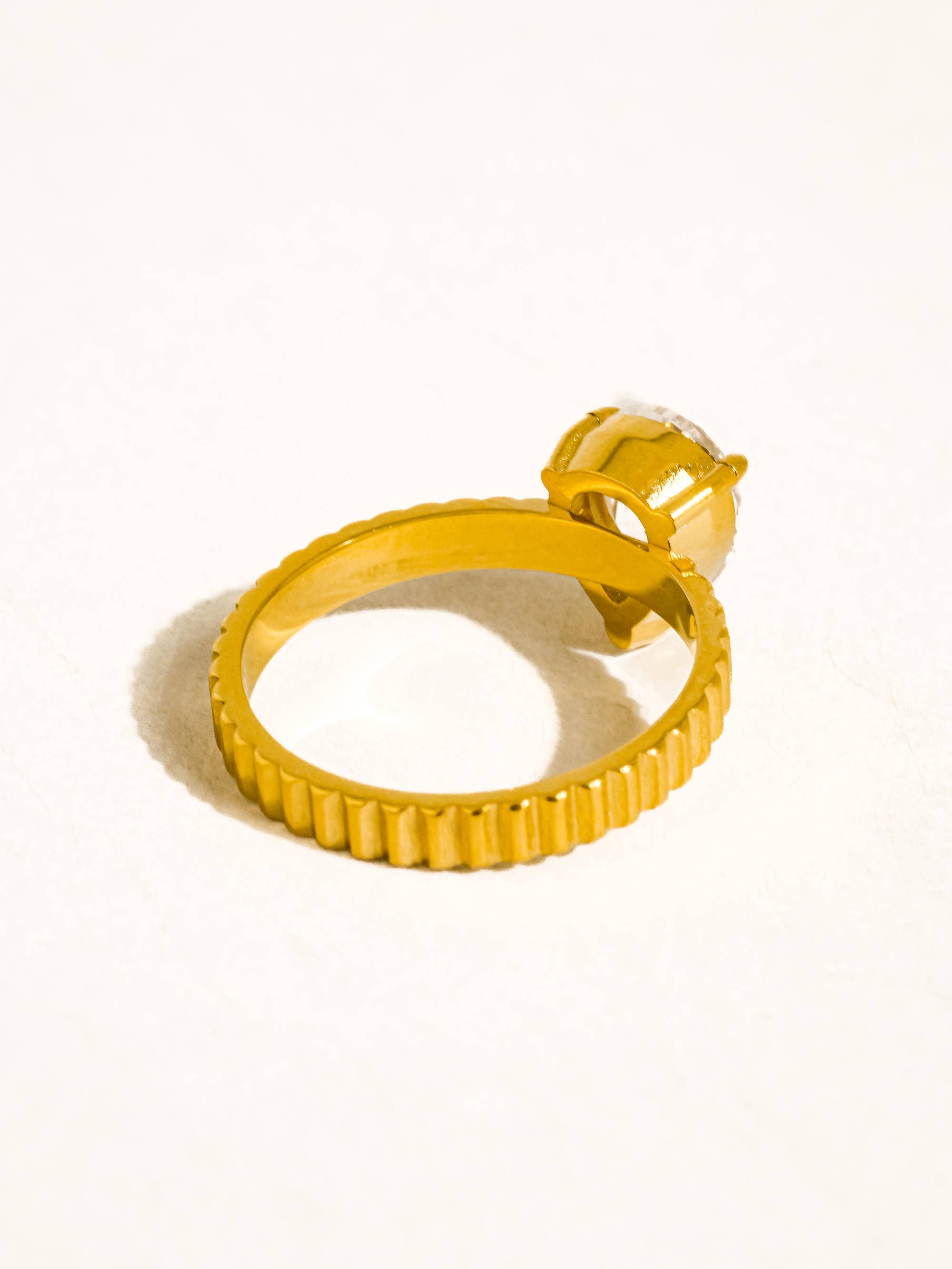 18K Gold Non-Tarnish Statement Pear Stone Ring
