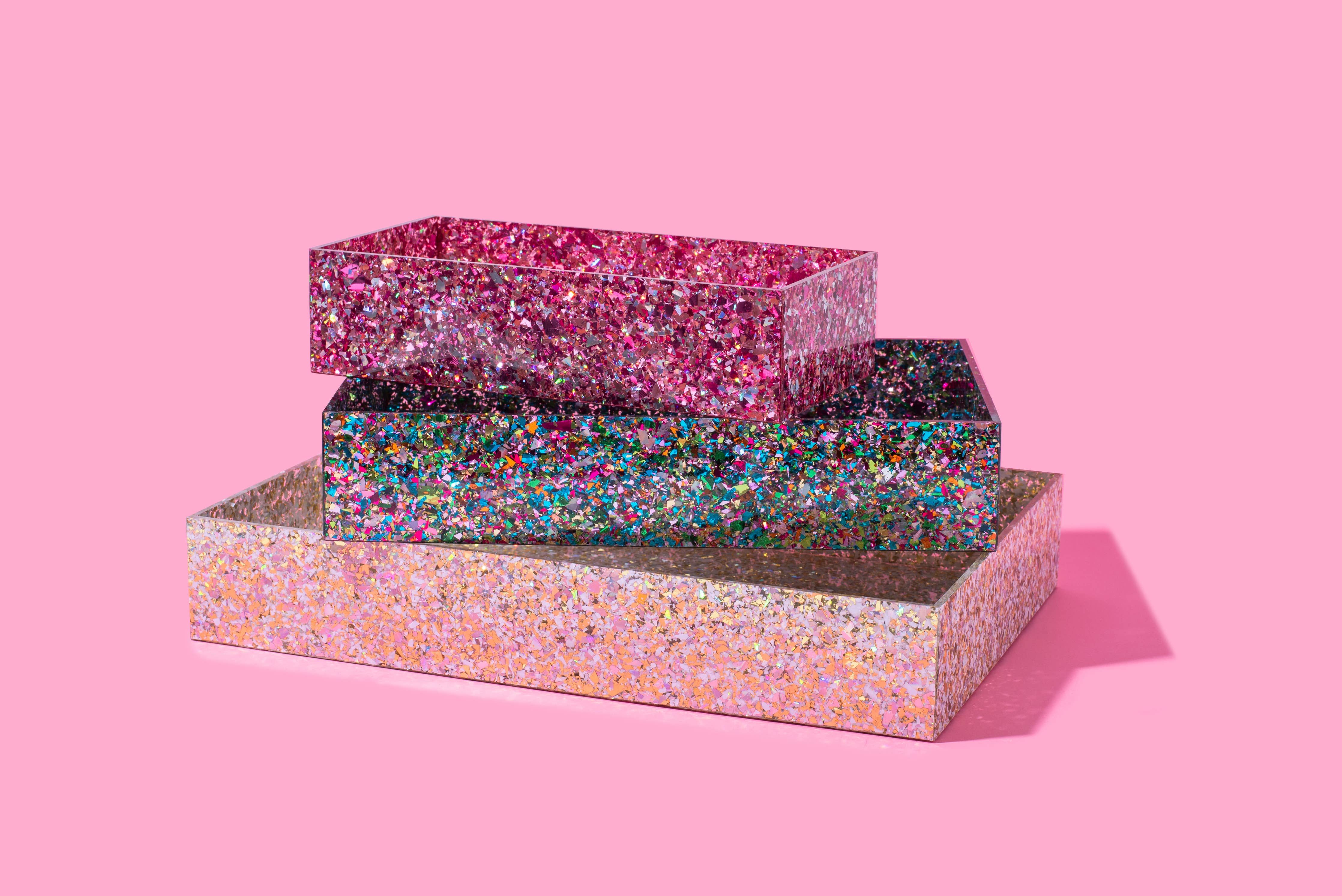 Acrylic Nesting Tray - Small - Pink Confetti
