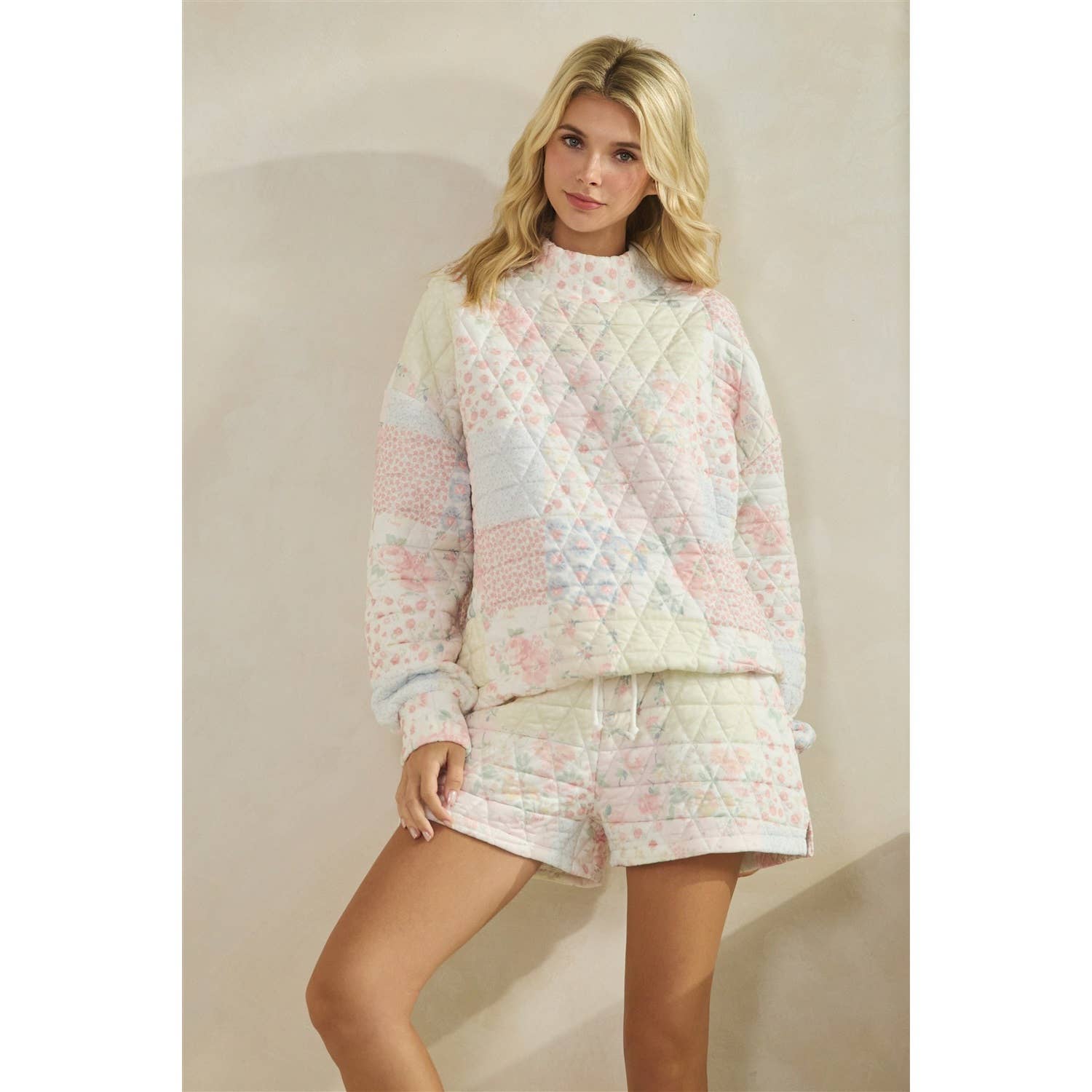 Quilted Floral Shorts