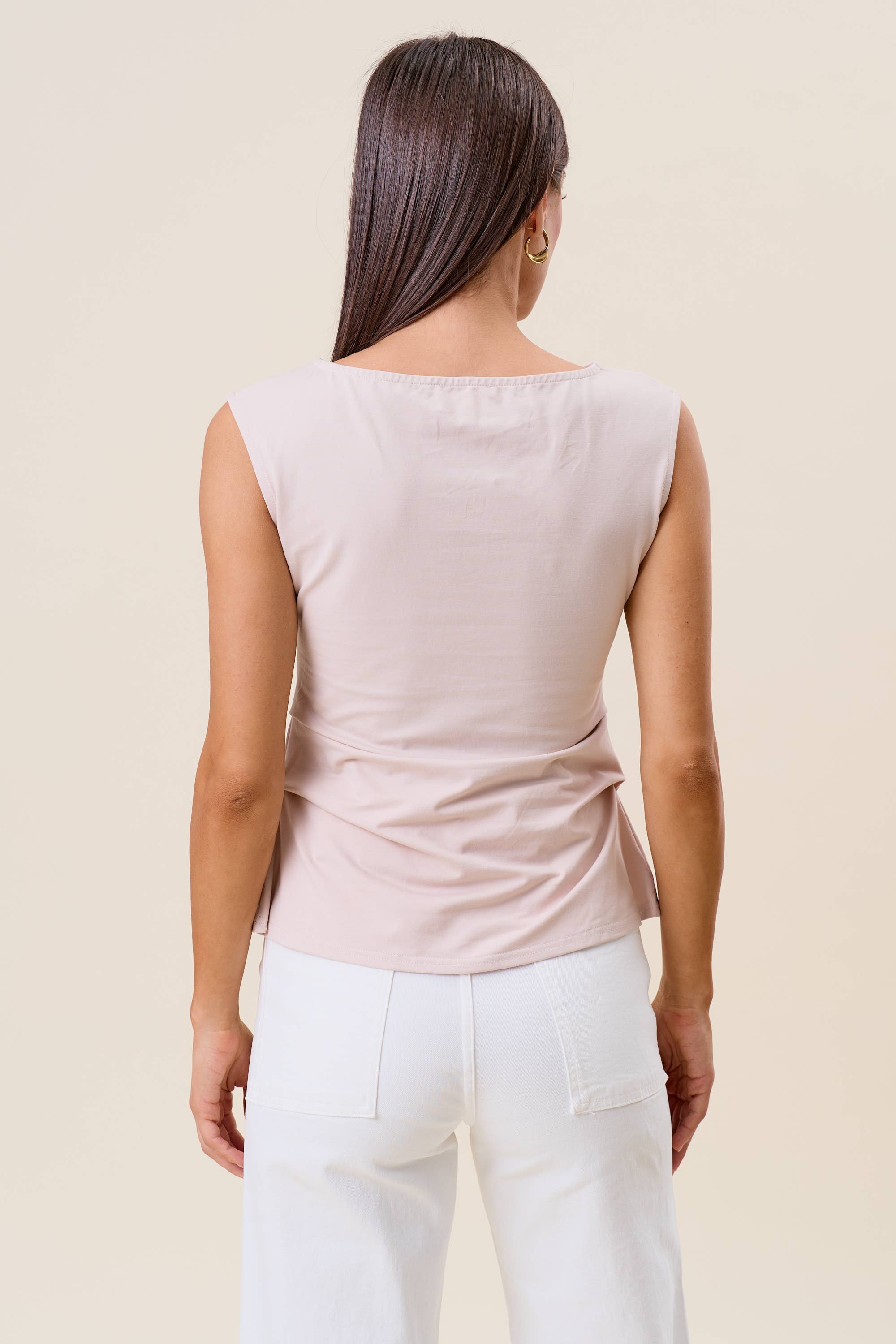 Able - AT3116 Side pleated sleeveless top