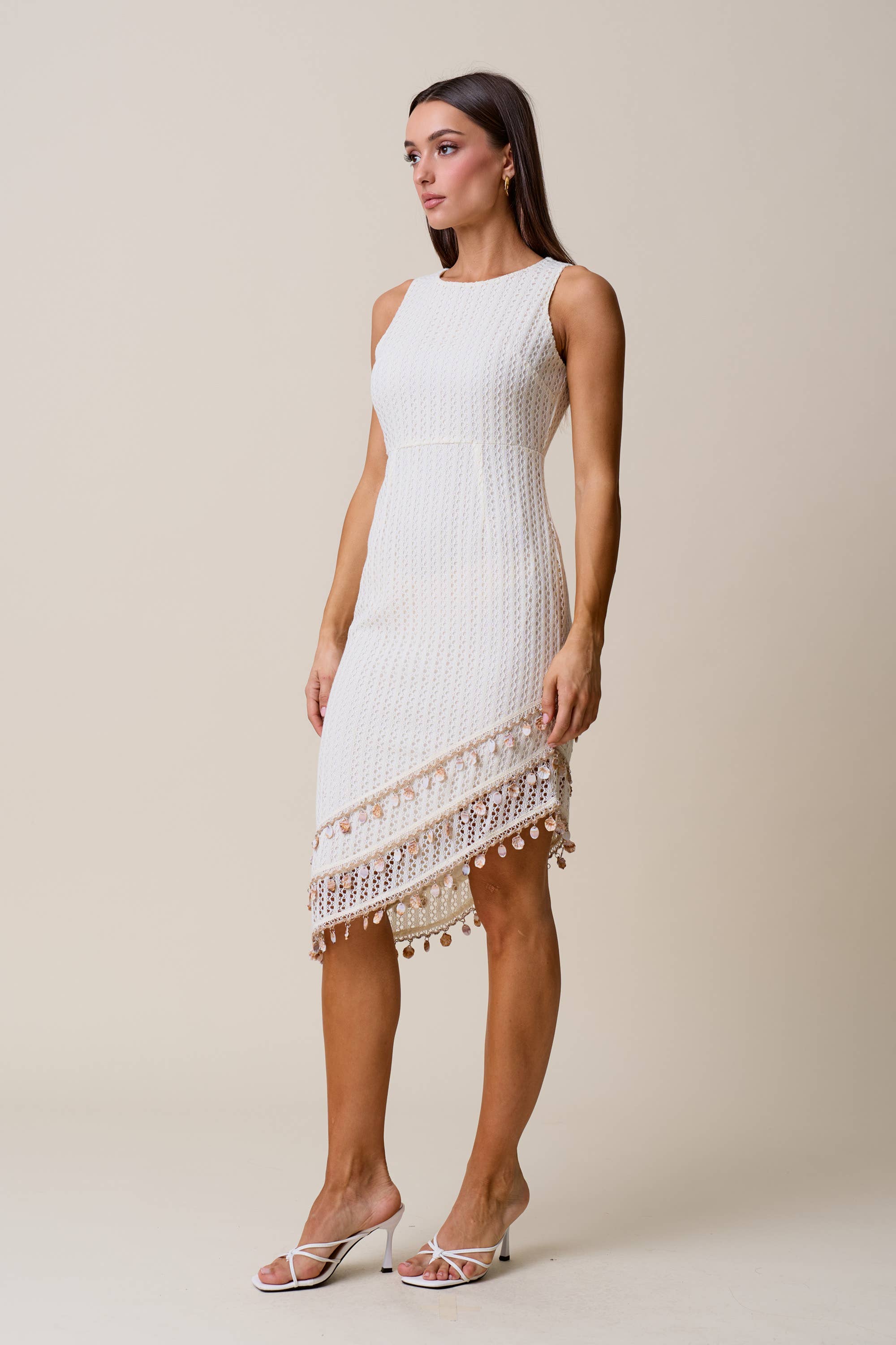 Able - AD2771 Embellished asymmetric midi dress