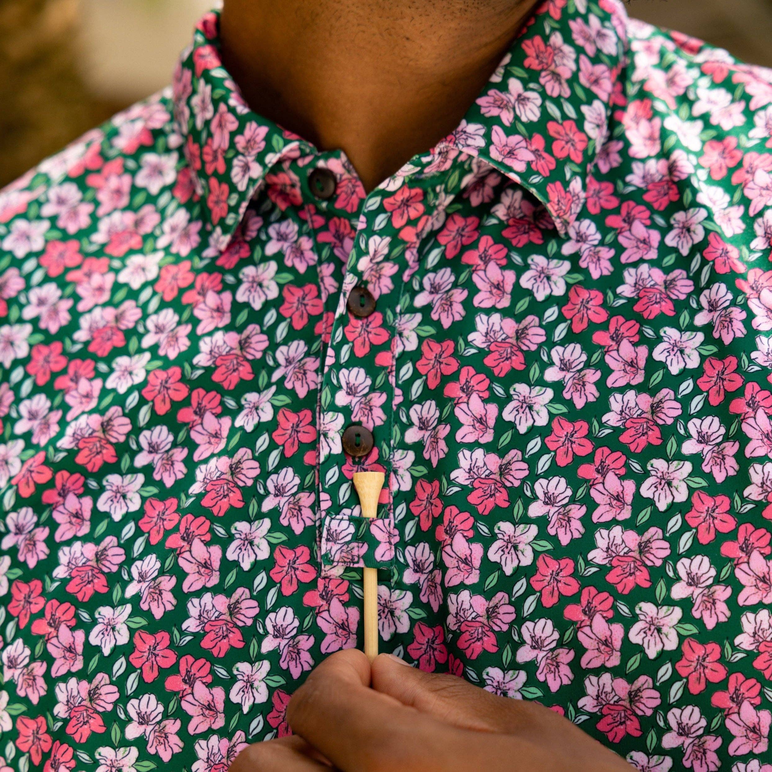 Kenny Flowers - Mens Green and Pink Floral Print Polo