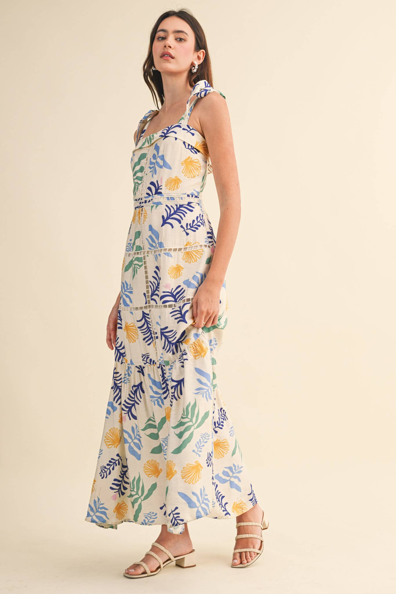 &MERCI - REEF PRINT LADDER TRIM MAXI DRESS MDR4905