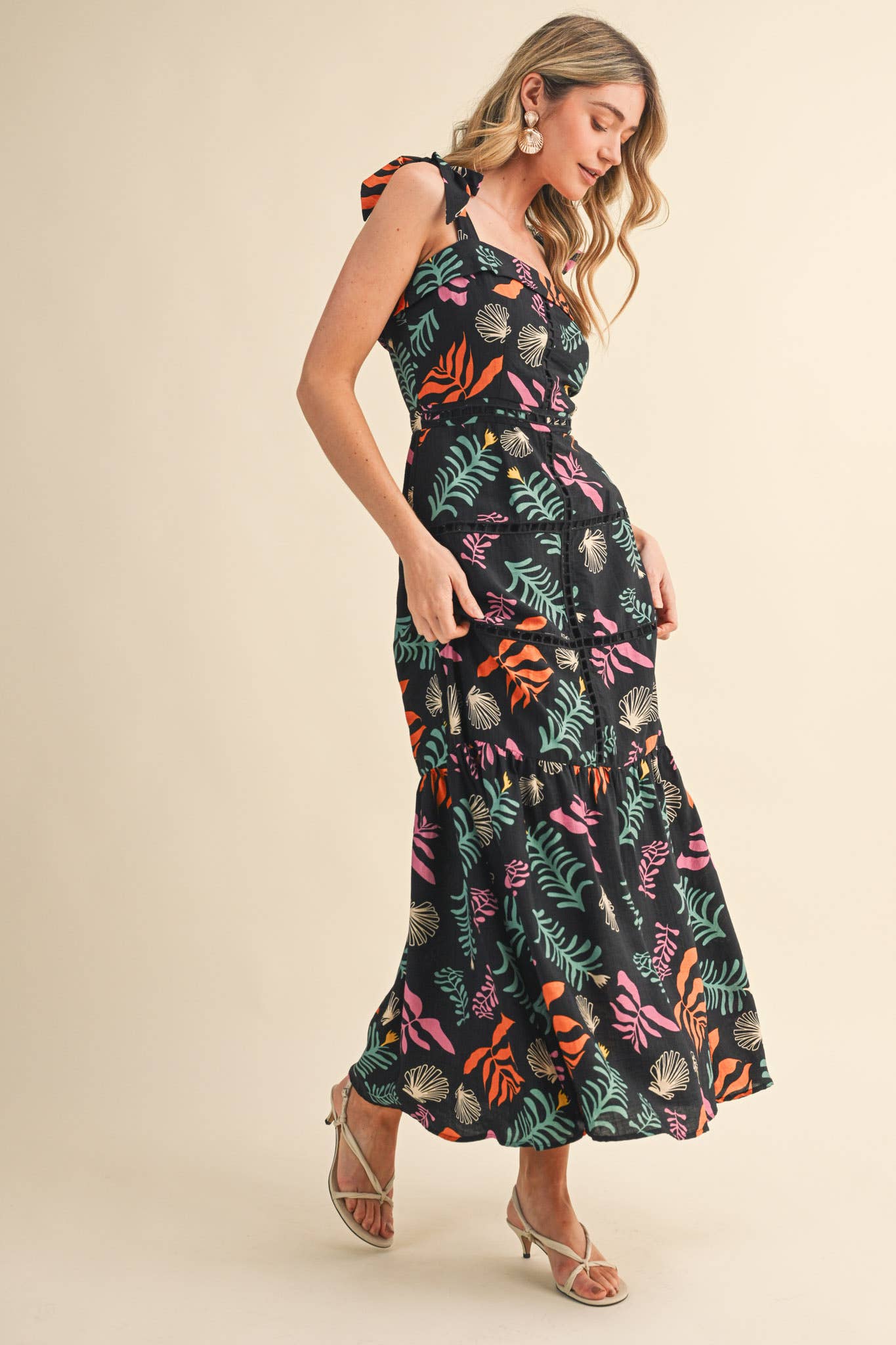 &MERCI - REEF PRINT LADDER TRIM MAXI DRESS MDR4905