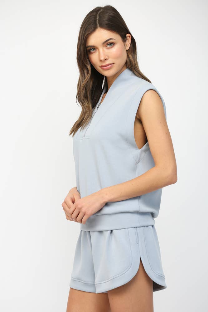 FATE - MODAL BLEND SLVL ZIP-UP TOP FT25624