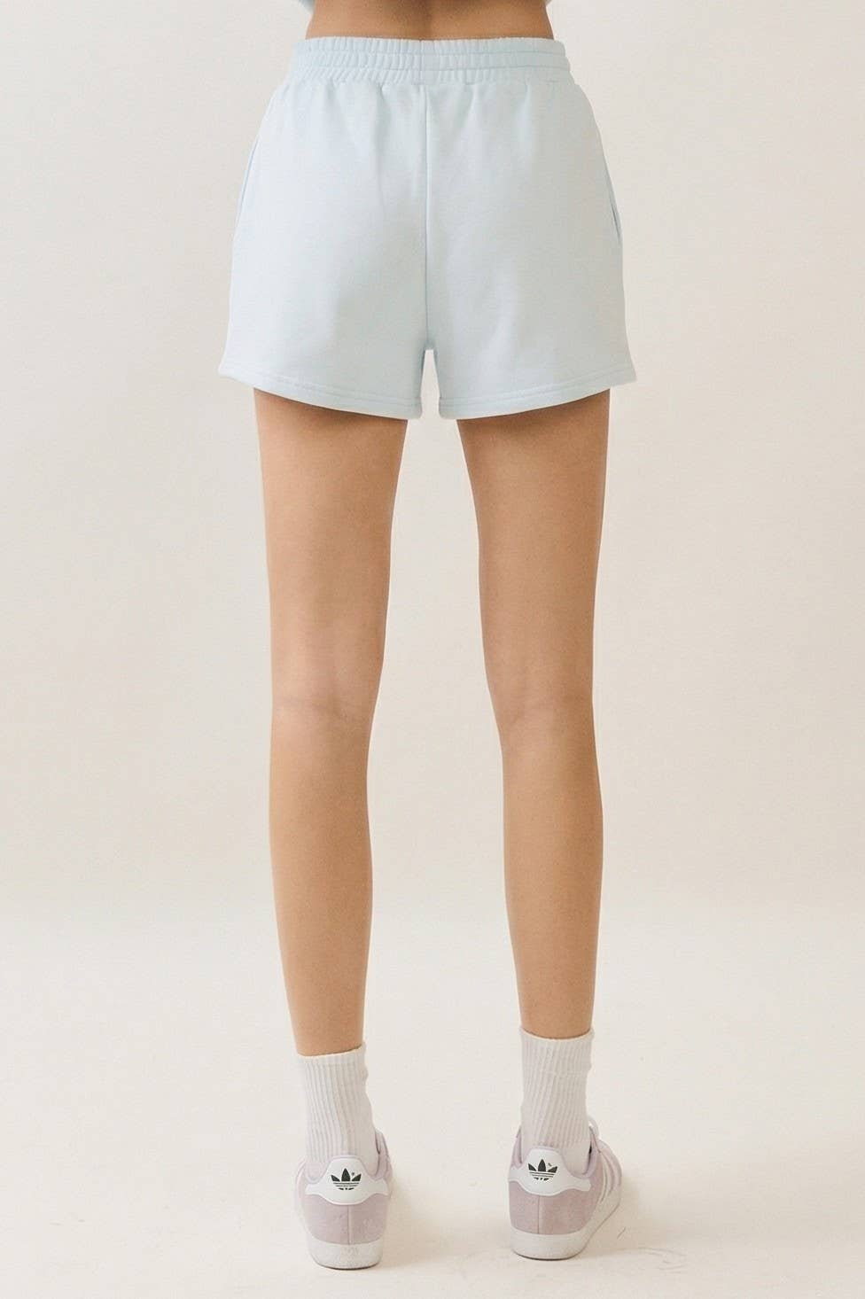 TCEC - CP10337-Elastic Waist Side Slit Solid Knit Relaxed Shorts
