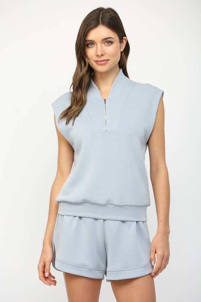 FATE - MODAL BLEND SLVL ZIP-UP TOP FT25624