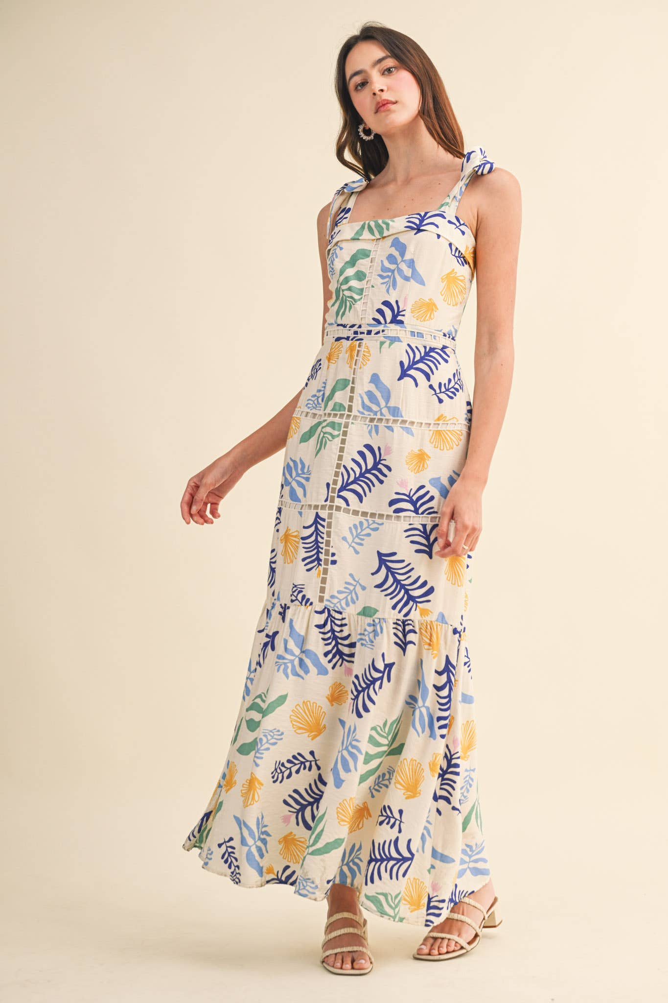 &MERCI - REEF PRINT LADDER TRIM MAXI DRESS MDR4905
