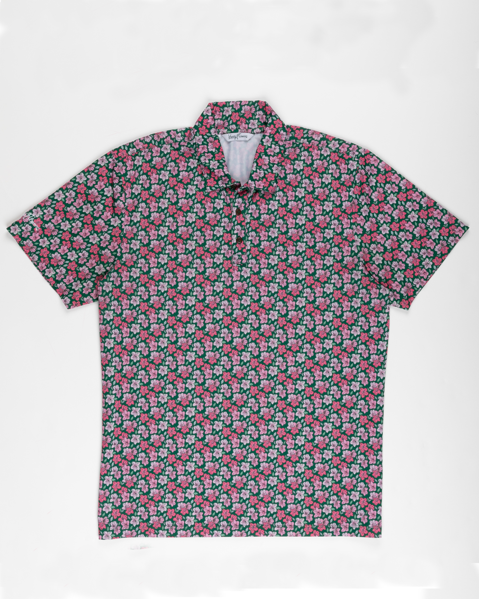 Kenny Flowers - Mens Green and Pink Floral Print Polo