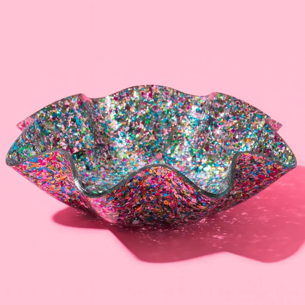 Wavy Acrylic Nesting Bowl - Small - Colorful Confetti
