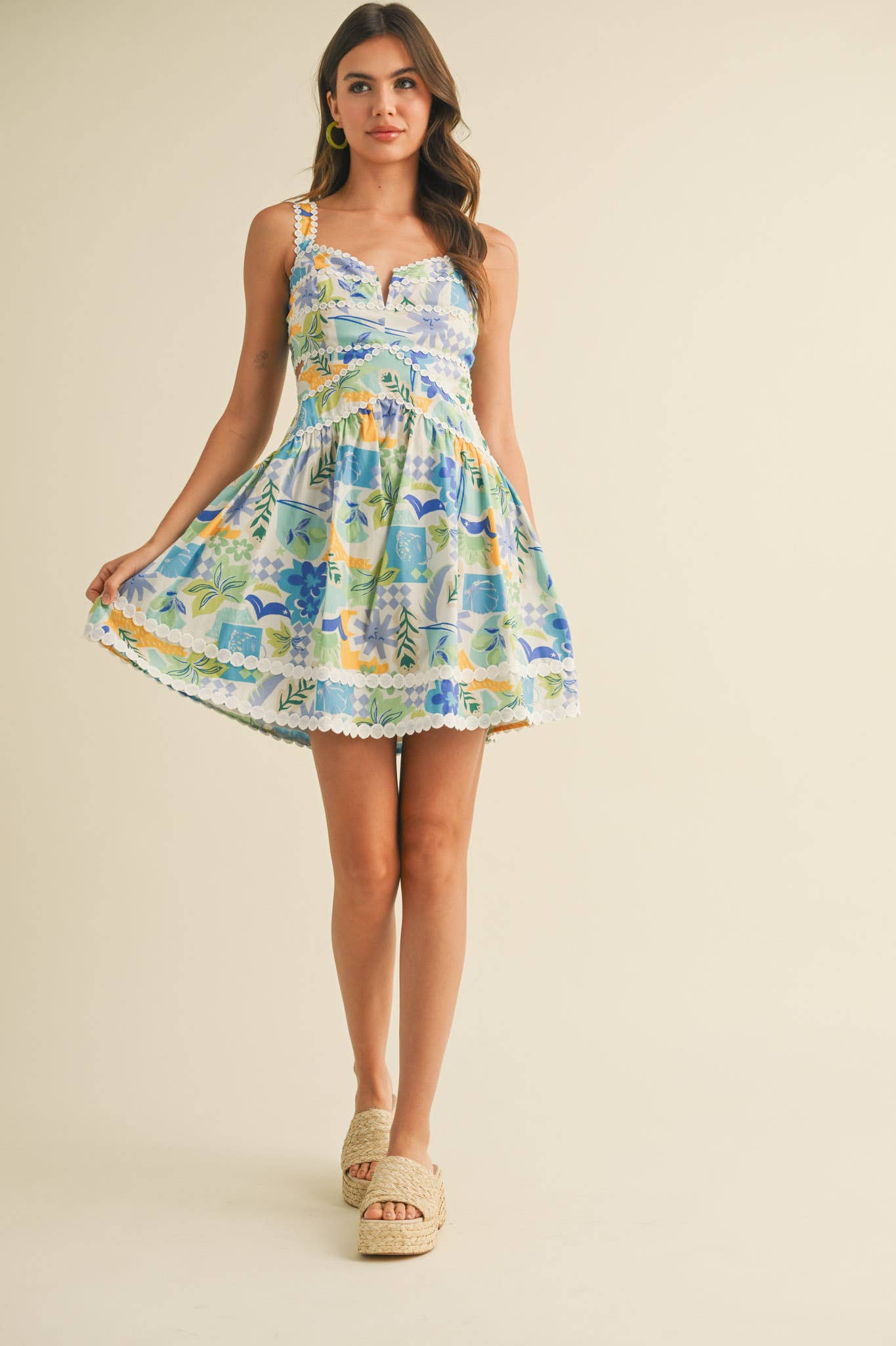 &MERCI - EXCLUSIVE PRT CUT OUT LACE TRIM FIT&FLARE MINI DRESS MDR3996