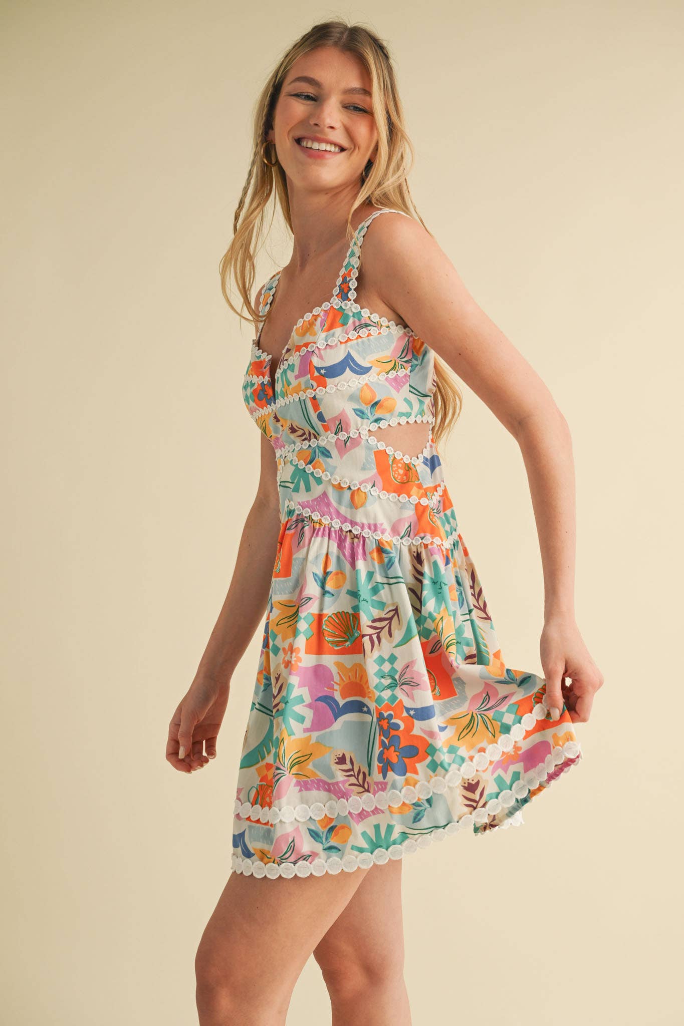 &MERCI - EXCLUSIVE PRT CUT OUT LACE TRIM FIT&FLARE MINI DRESS MDR3996