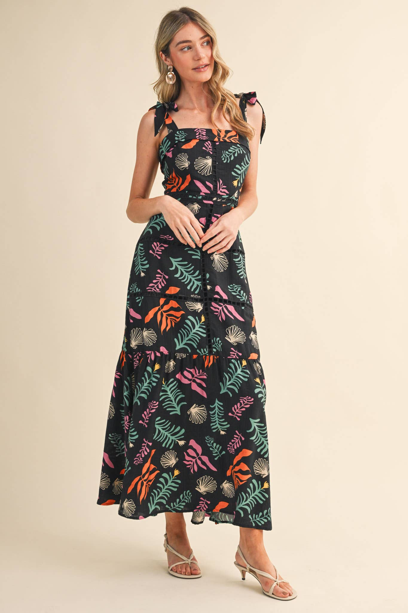 &MERCI - REEF PRINT LADDER TRIM MAXI DRESS MDR4905