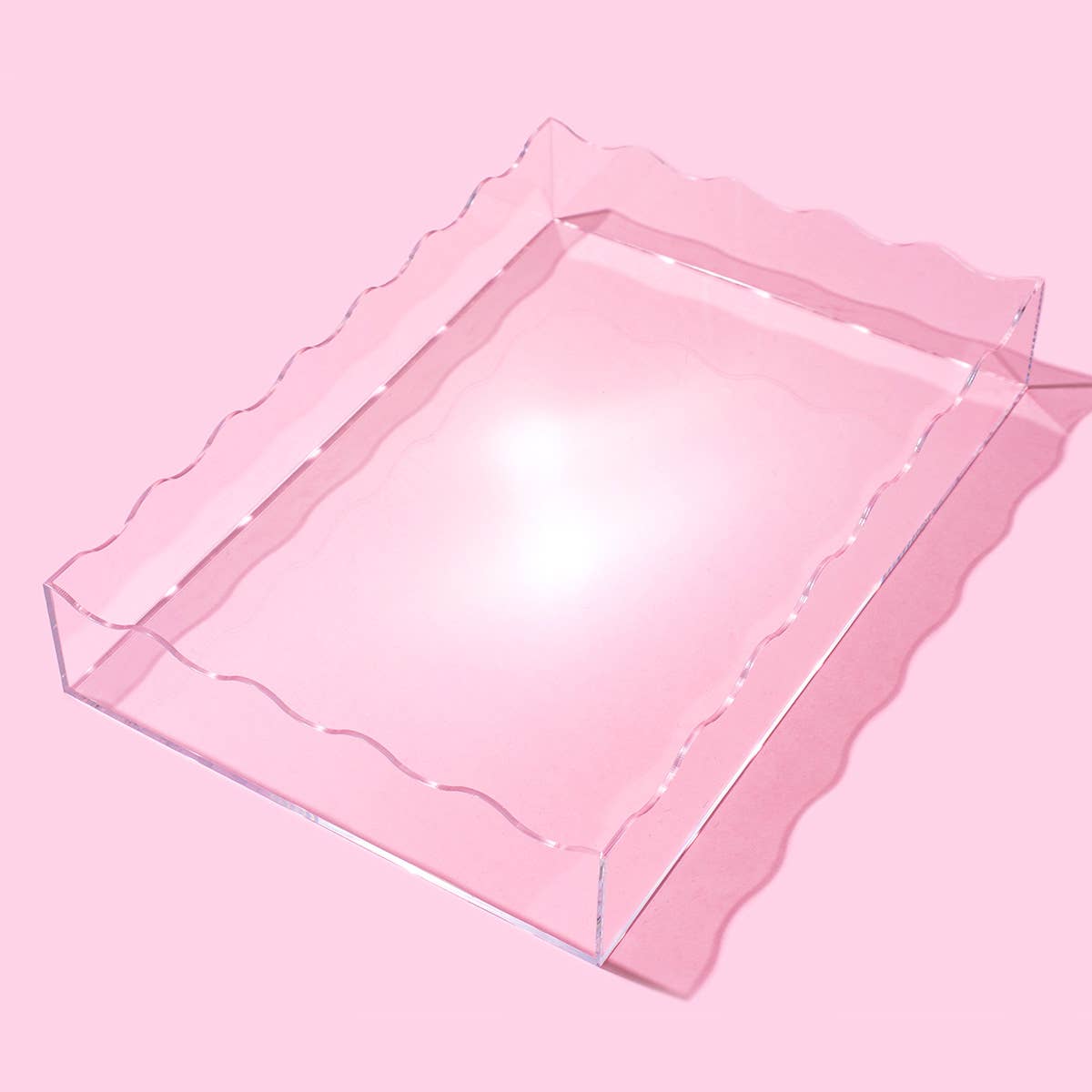 Wavy Acrylic Tray - Rectangle - Medium - Clear