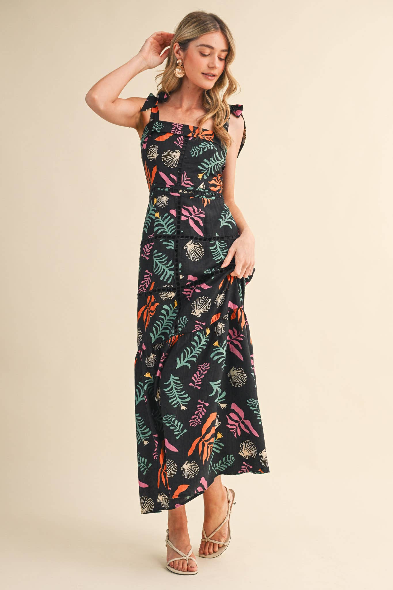 &MERCI - REEF PRINT LADDER TRIM MAXI DRESS MDR4905