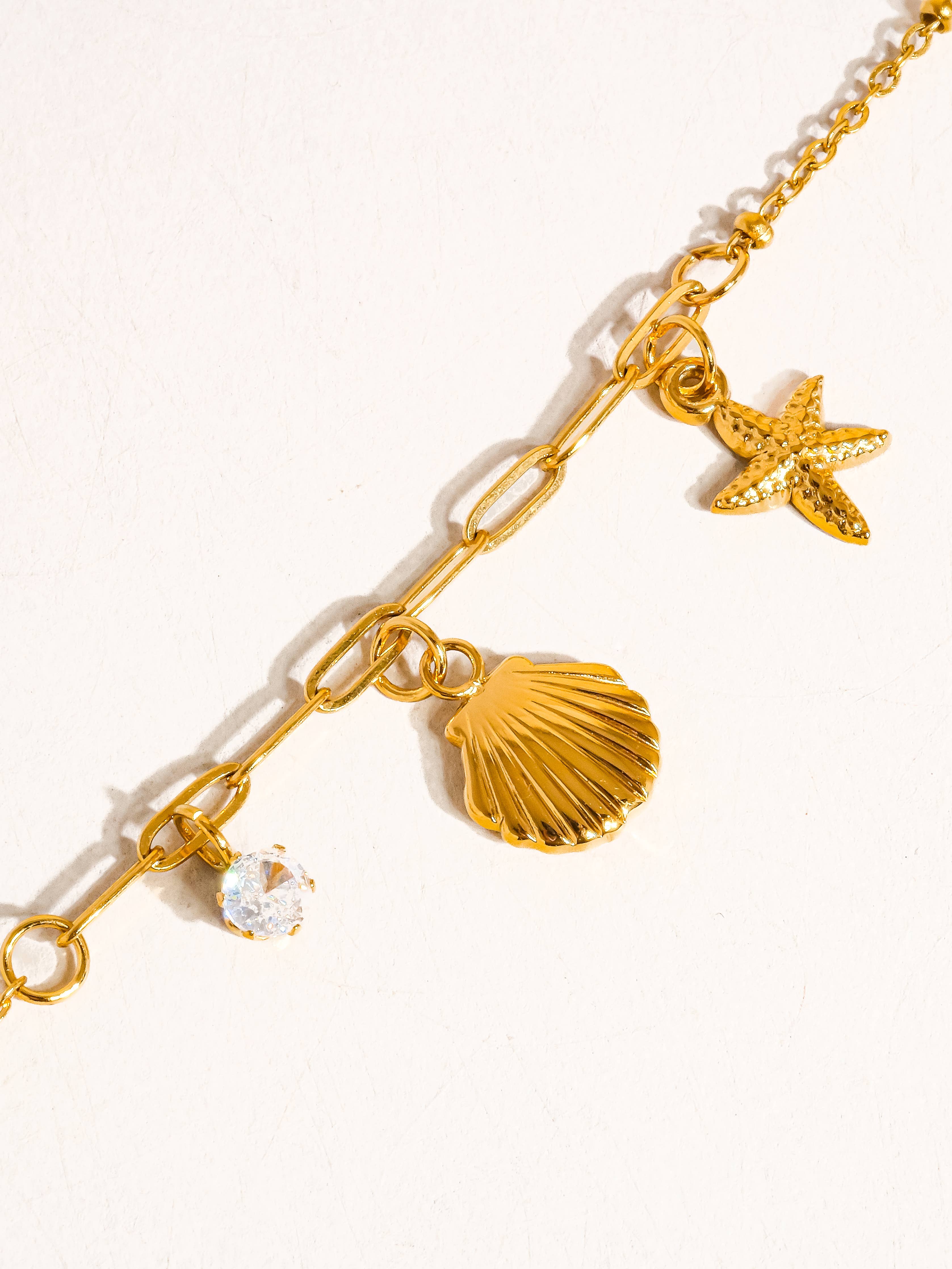 Flânerie by MAIQ - Roshell 18K Gold Non-Tarnish Shell and Start Necklace
