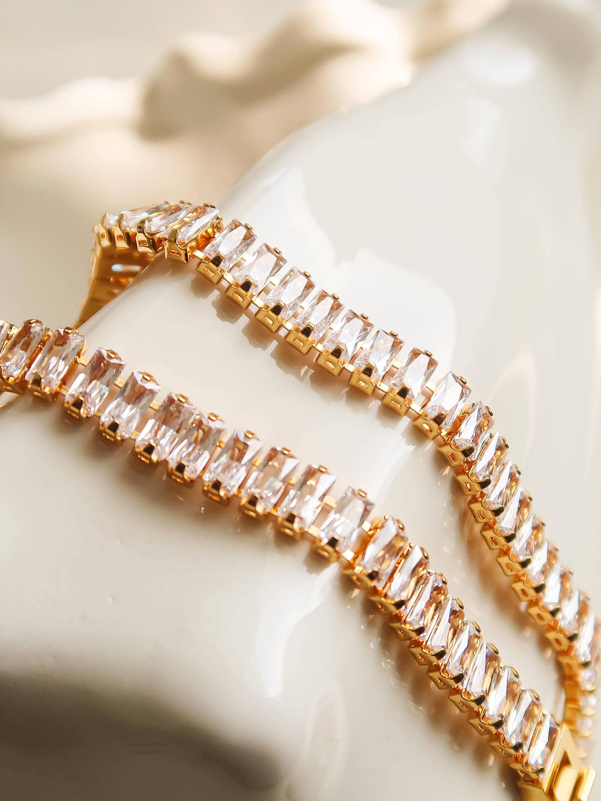 Rhodes 18K Gold Non-Tarnish Glam CZ Bracelet