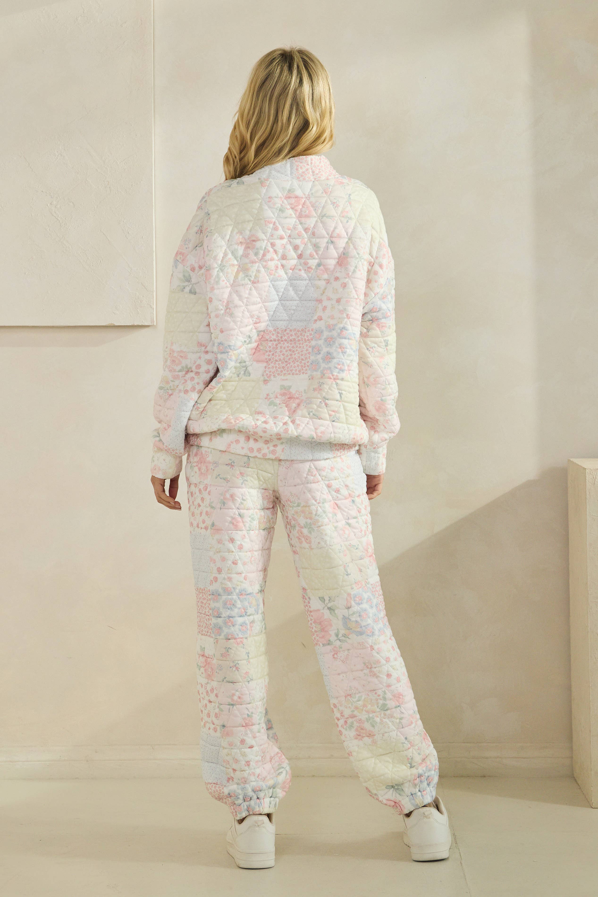Floral Texture Crew- mock neck
