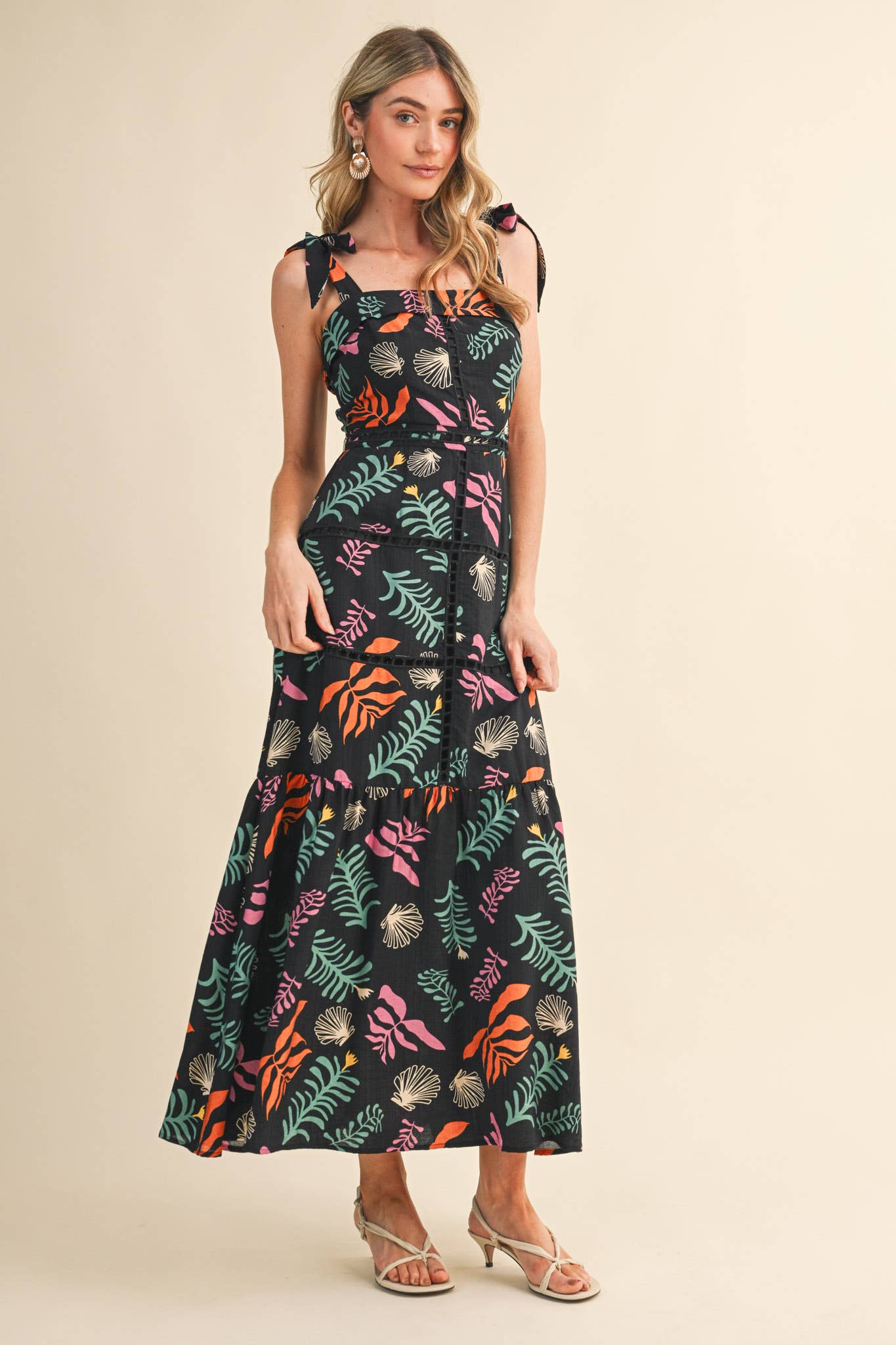 &MERCI - REEF PRINT LADDER TRIM MAXI DRESS MDR4905
