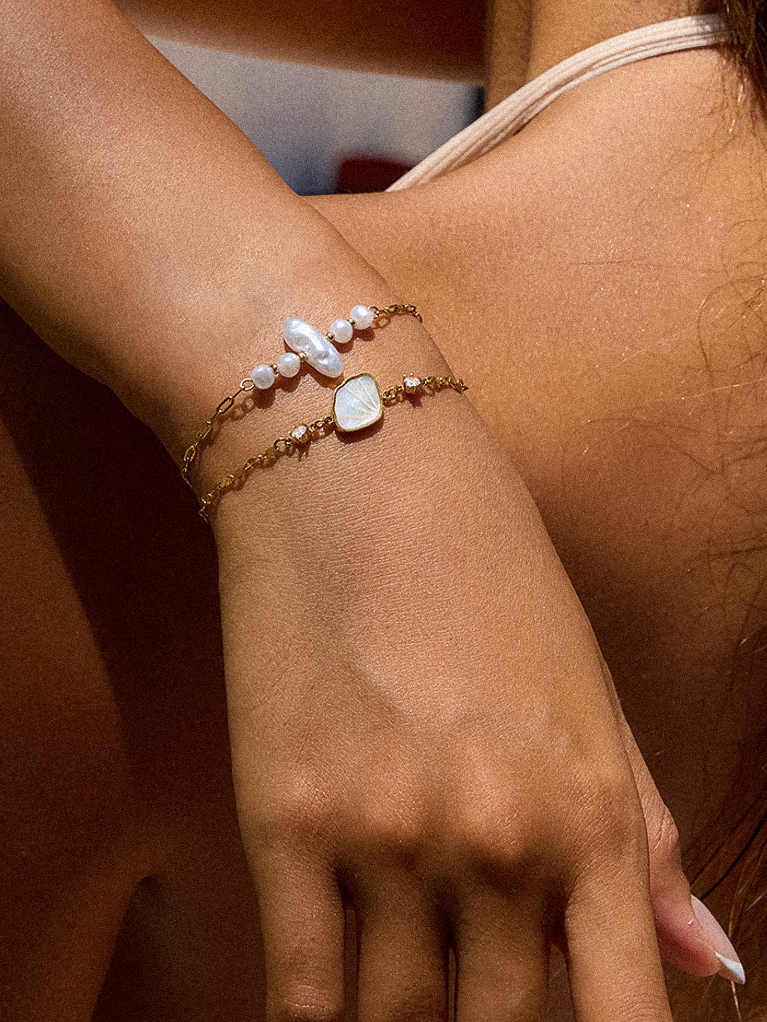 Flânerie by MAIQ - 18K Gold Non-Tarnish Pearl Chain Bracelet