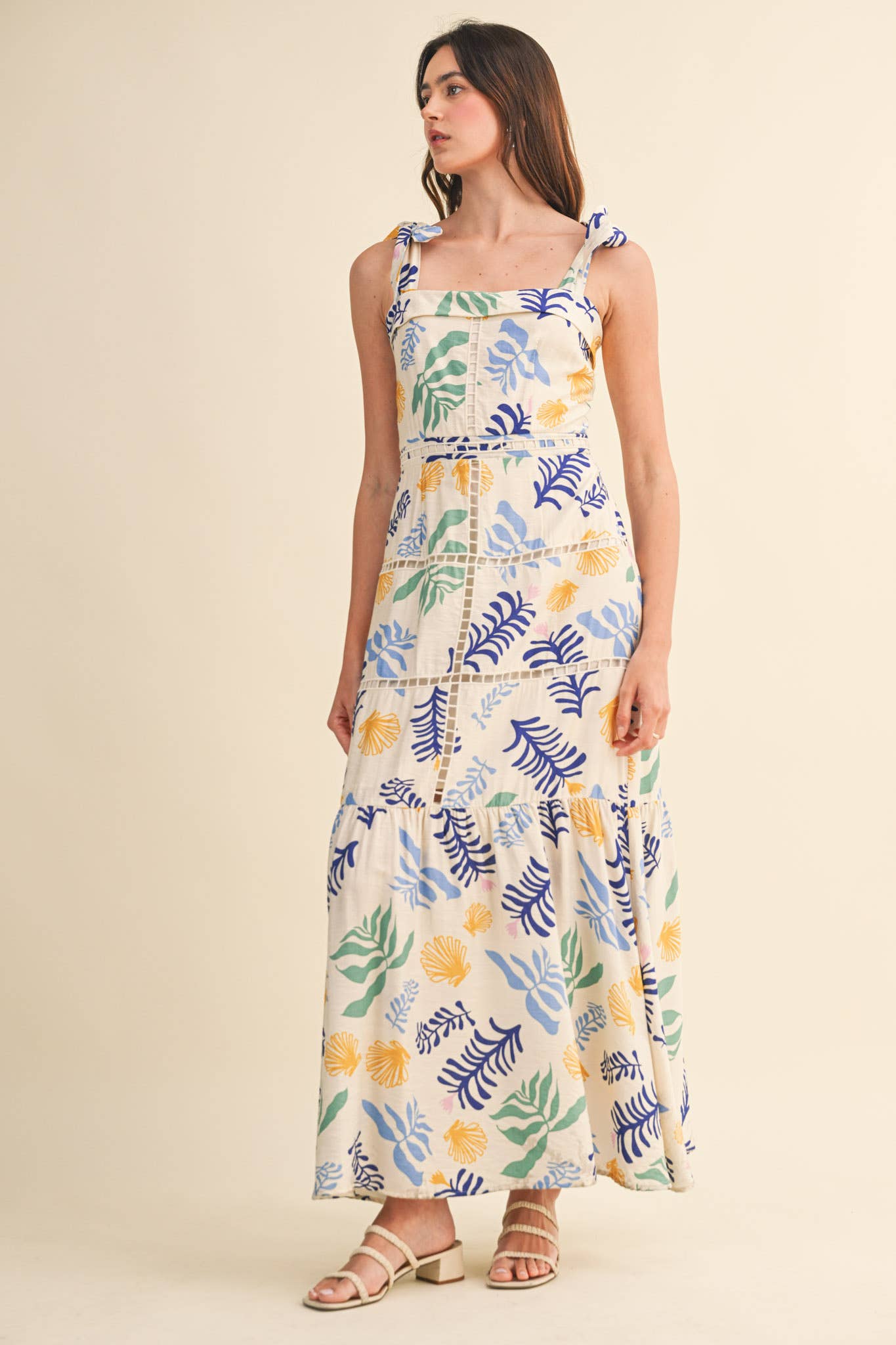 &MERCI - REEF PRINT LADDER TRIM MAXI DRESS MDR4905