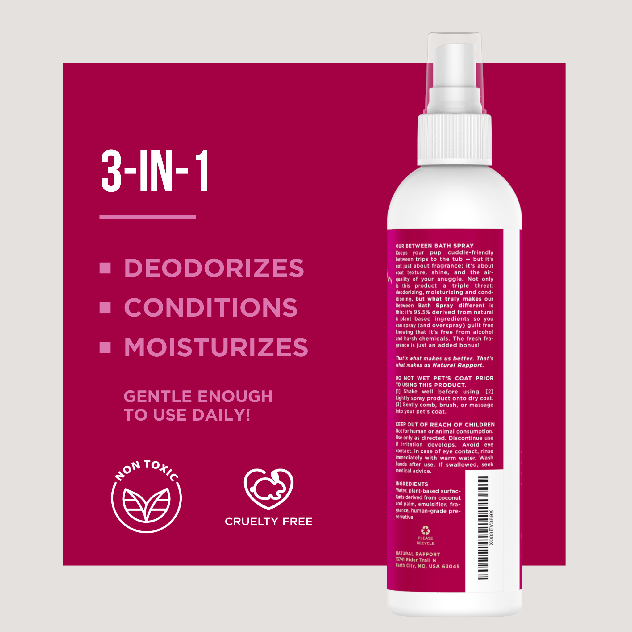 Natural Rapport - The Only Between Bath Spray Dogs Need - Cranberry & Vanilla